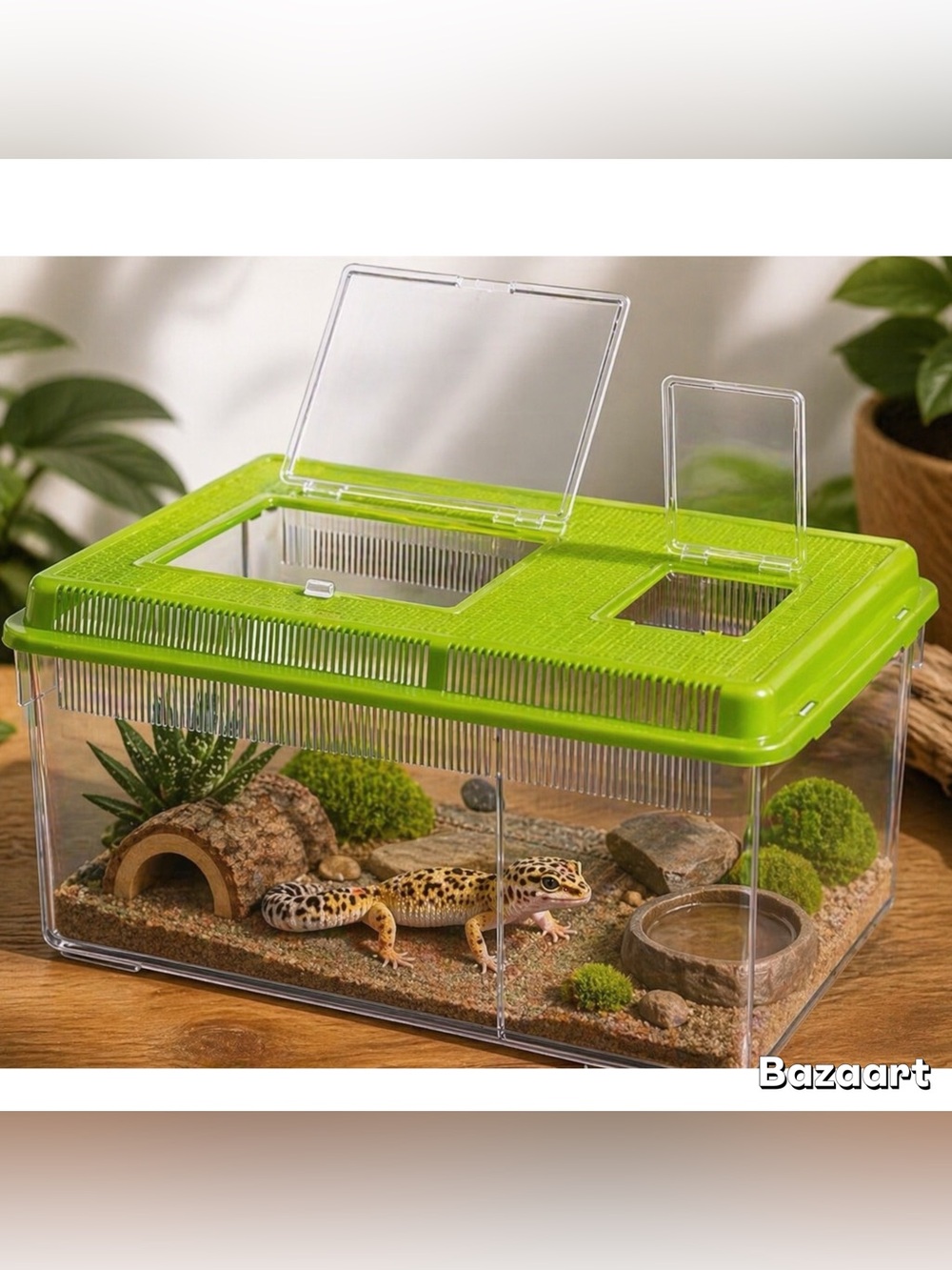 New Green Ferplast GEO FLAT LARGE Terrarium For Reptiles , Fish, And Insects
